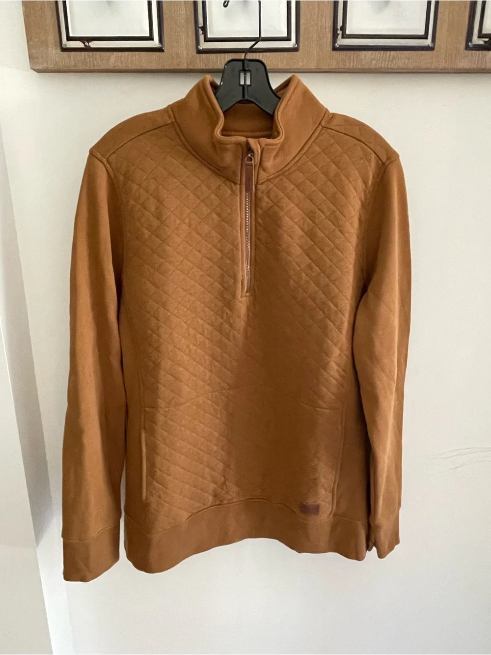 LL Bean Quilted Half-Zip Sweater in Brown - Picture 1 of 9